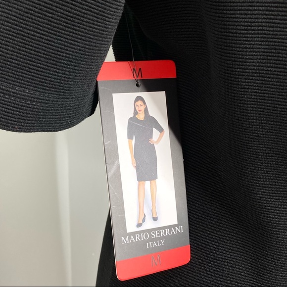 π NWT Womenβs Mario Serrani Italy Black Short Sleeve Ribbed Career Dress Size M - Picture 5 of 10
